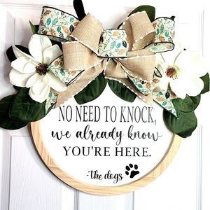 Handmade Wood Round Wreath Dog Decor Dog saying